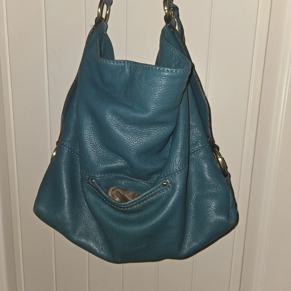Michael Kors Peacock Blue Hobo Leather Shoulder Bag - Picture 4 of 5